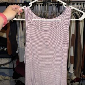 American Eagle Outfitters Pink and White Striped Tank Top